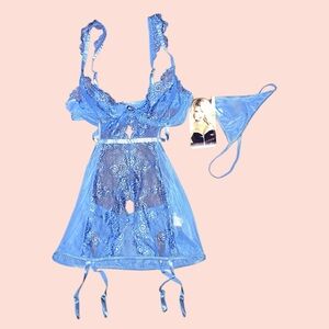 Blue Lace Lingerie Set
